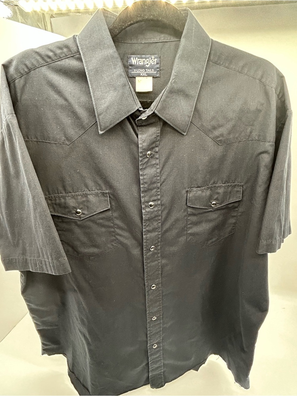Wrangler Men's Black Short-Sleeve Western Shirt With Snap Buttons XXL